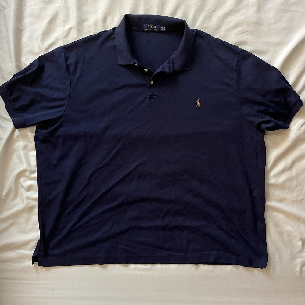 Polo Ralph Lauren Polo Short Sleeve Shirt Mens 3XB Burgundy Navy Pima Flesh Pony
